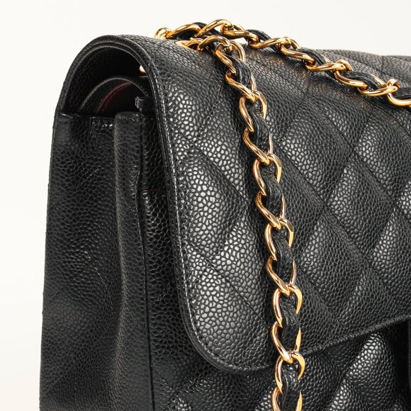 Chanel Timeless Black Caviar Leather Classic Jumbo Double Flap Bag - Picture 7 of 16